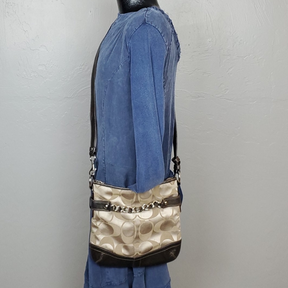 Coach crossbody bag purse canvas and leather